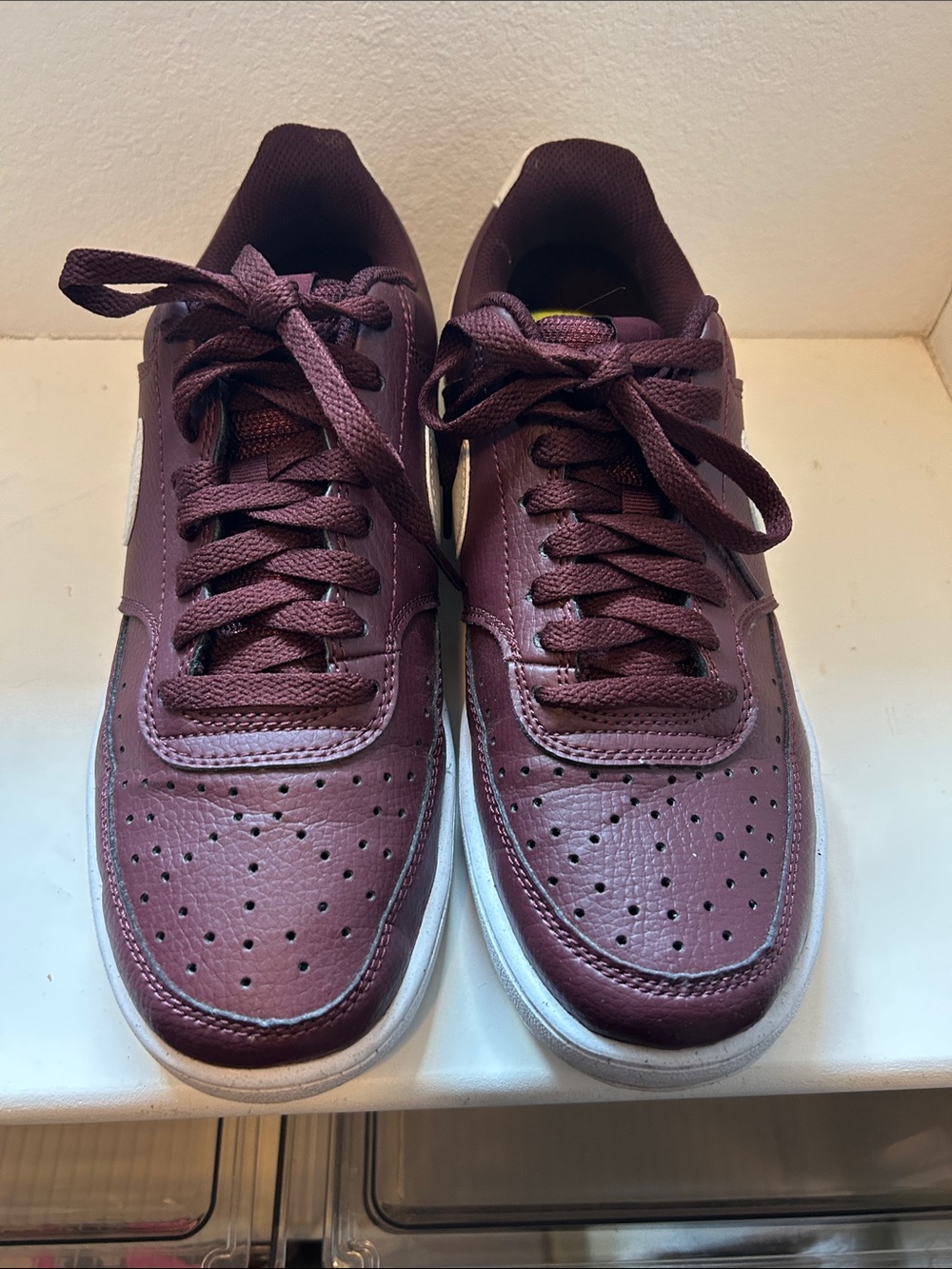 Nike Low-Top Sneakers in Deep Burgundy and White